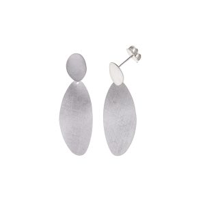 Pendientes plata largos Salvatore ovalados diamantado