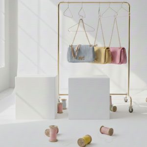 Bandolera Noco lona con tapa rayas azules