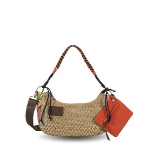 Bolso bandolera Devota & Lomba Muse marrón rafia