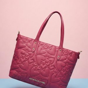 Bolso Shopper  Agatha Ruiz de la Prada corazones bordados morado