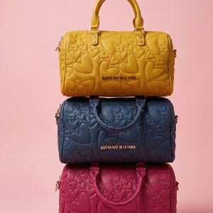 Bolso Bowling  Agatha Ruiz de la Prada corazones bordados azul