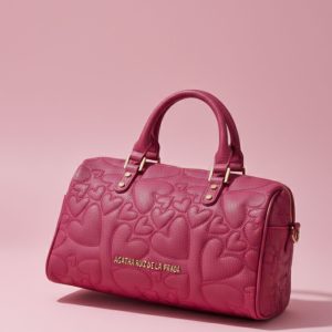Bolso Bowling  Agatha Ruiz de la Prada corazones bordados morado