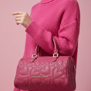 Alternative view of Bolso Bowling  Agatha Ruiz de la Prada corazones bordados morado