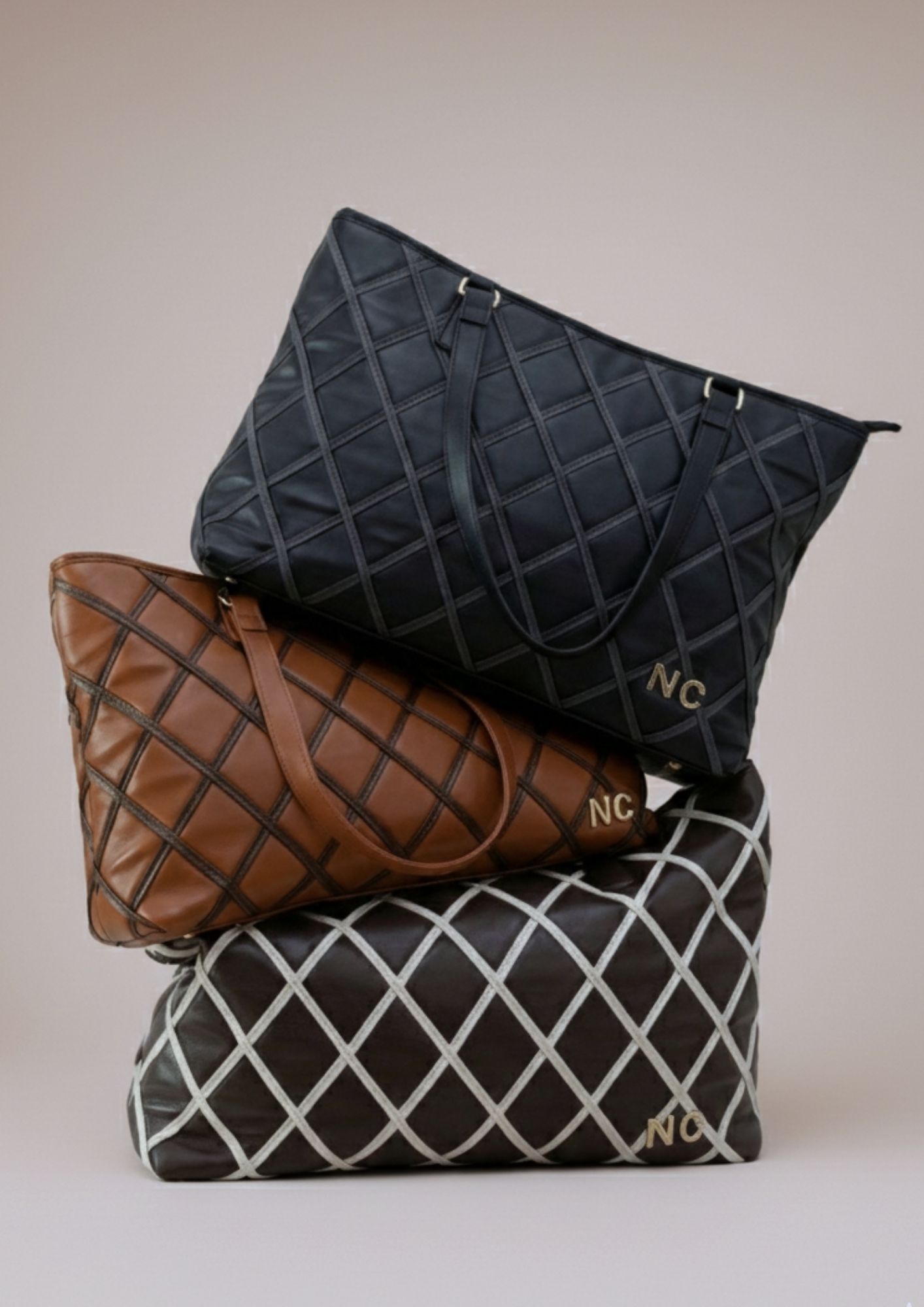 Bolso shopper Noco rombos negro