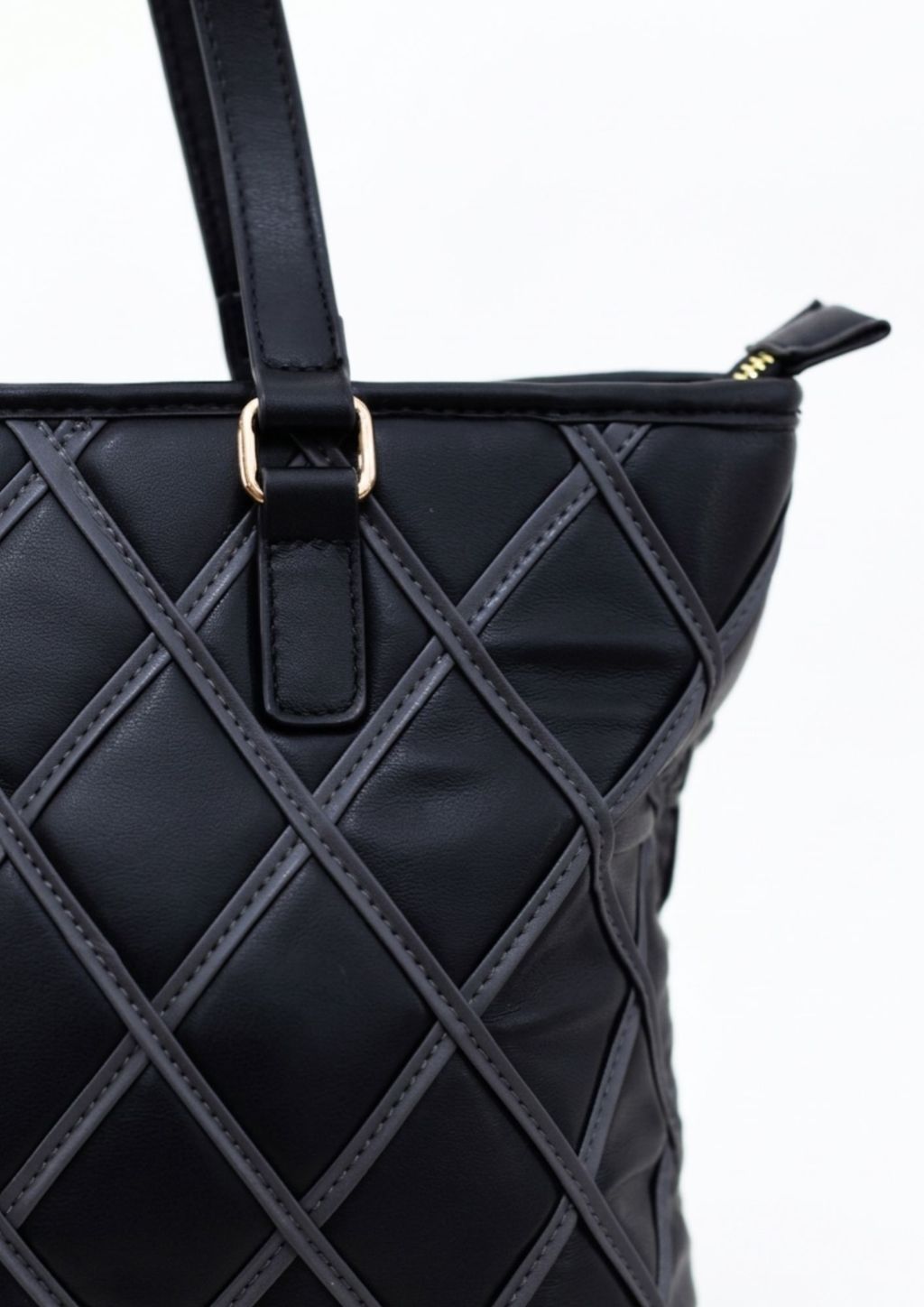 Bolso shopper Noco rombos negro - Imagen 2