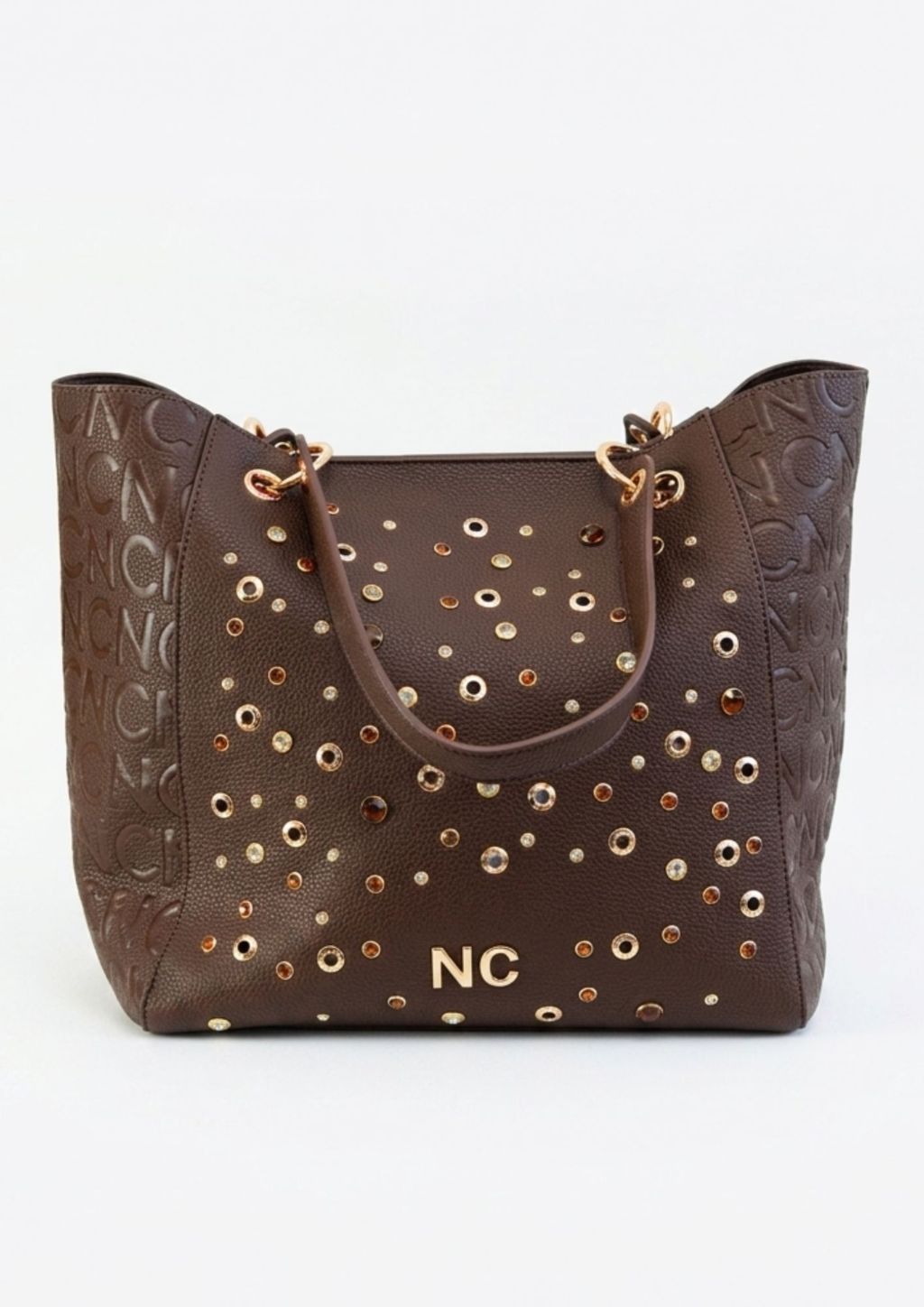 Bolso tote Noco cristales chocolate
