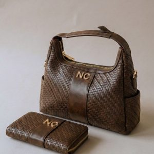 Bolso góndola Noco trenzado marrón