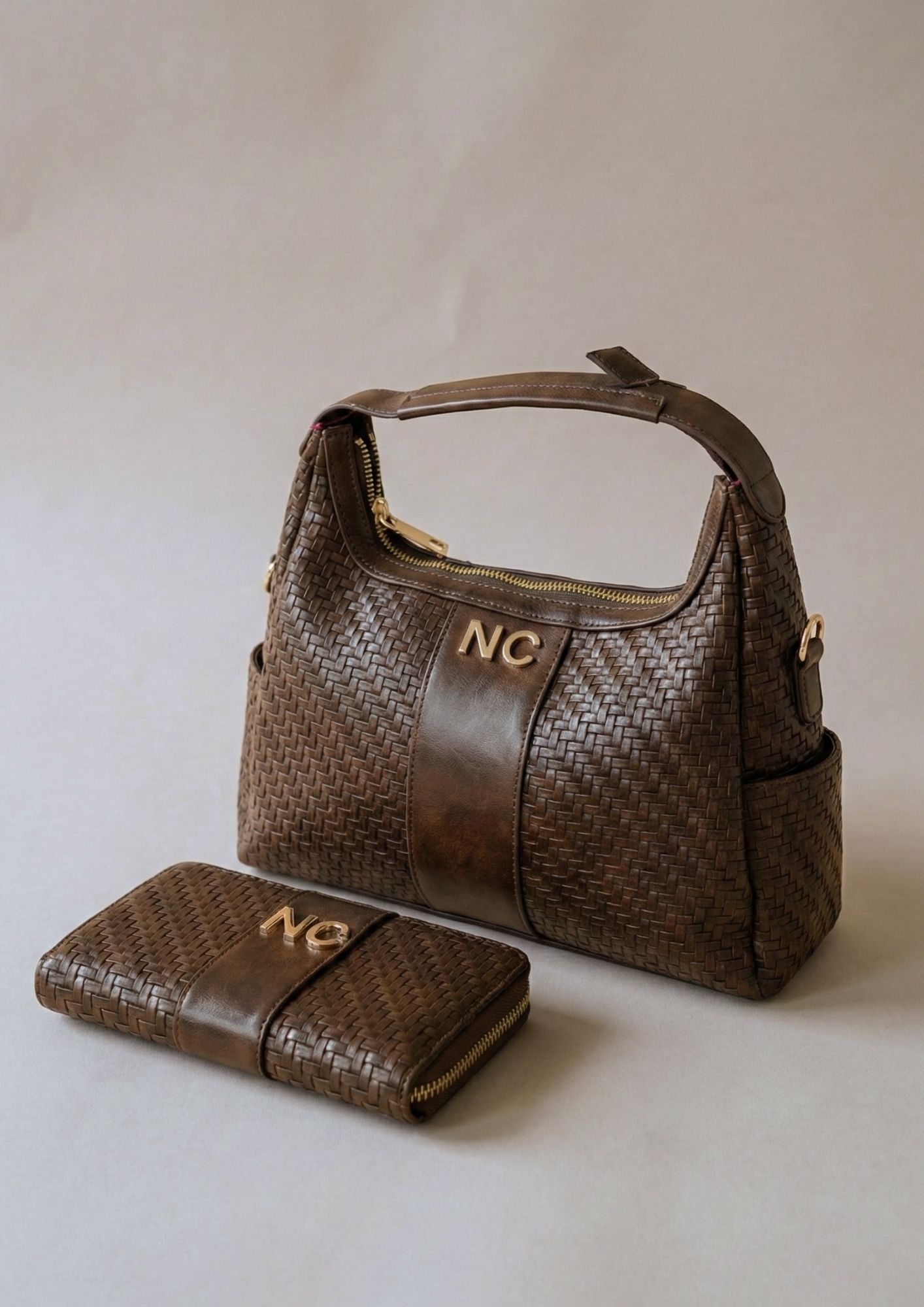 Bolso góndola Noco trenzado marrón