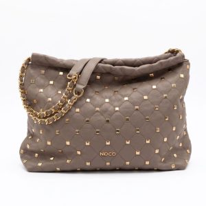 Bolso saco Noco tachuelas beige