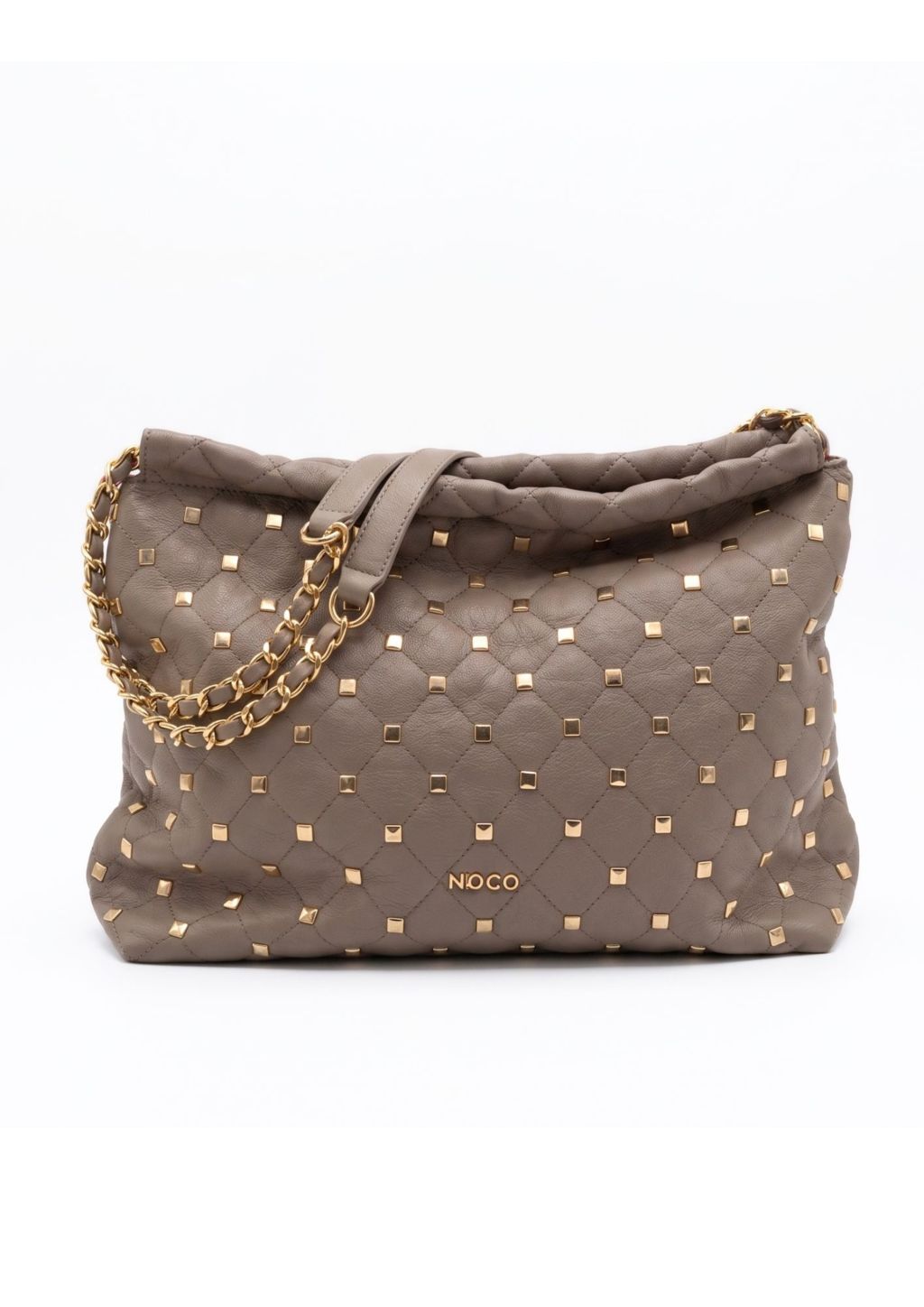 Bolso saco Noco tachuelas beige