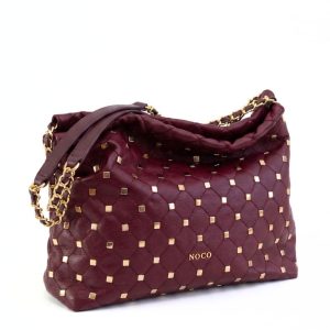 Bolso saco Noco tachuelas granate