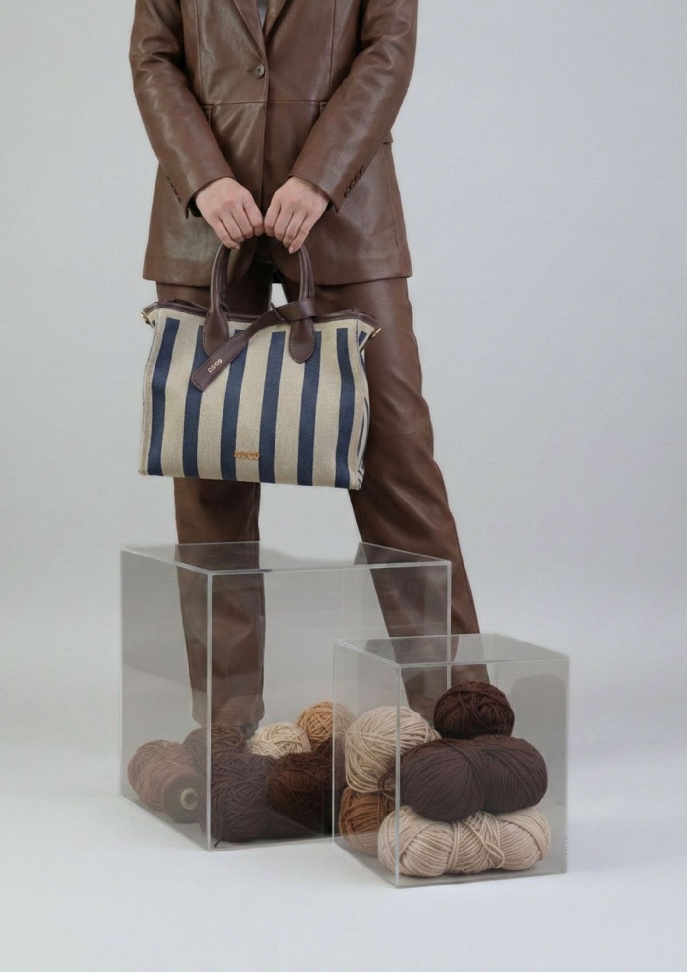 Bolso Tote Knit Noco rayas azules - Imagen 2
